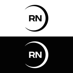RN logo. R N design. White RN letter. RN, R N letter logo design. Initial letter RN linked circle uppercase monogram logo.
