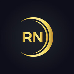 RN logo. R N design. White RN letter. RN, R N letter logo design. Initial letter RN linked circle uppercase monogram logo.