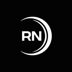 RN logo. R N design. White RN letter. RN, R N letter logo design. Initial letter RN linked circle uppercase monogram logo.