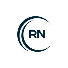 RN logo. R N design. White RN letter. RN, R N letter logo design. Initial letter RN linked circle uppercase monogram logo.