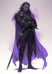 Fototapeta premium The Man in the Purple Cloak With a Sword