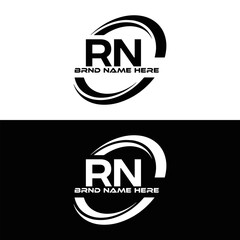 RN logo. R N design. White RN letter. RN, R N letter logo design. Initial letter RN linked circle uppercase monogram logo.