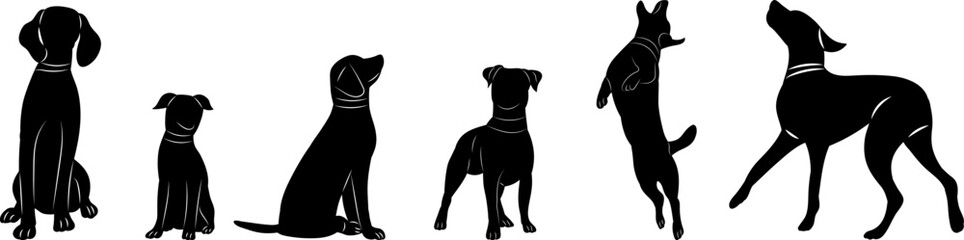 dogs silhouette on white background vector