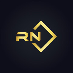 Obraz premium RN logo. R N design. White RN letter. RN, R N letter logo design. Initial letter RN linked circle uppercase monogram logo.
