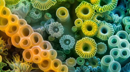 magnified bacterial colony fascinating geometric patterns abstract photo