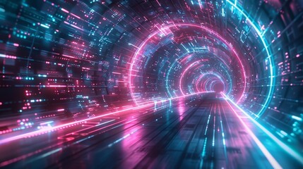 Obraz premium Abstract holographic backgrounds featuring elements such as synthwave, vaporwave, retro wave, and cyberpunk aesthetics are popular in digital art.