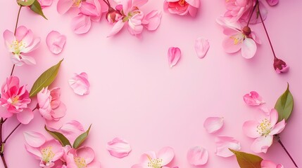 Fototapeta premium Elegant Pink Flower Frame for Mother's Day