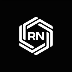 RN logo. R N design. White RN letter. RN, R N letter logo design. Initial letter RN linked circle uppercase monogram logo.