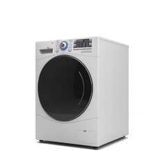 Fototapeta premium New Washing machine prespective left view 3D render on white