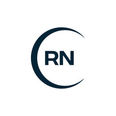 RN logo. R N design. White RN letter. RN, R N letter logo design. Initial letter RN linked circle uppercase monogram logo.