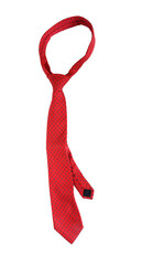 Stylish red necktie isolated on white background.