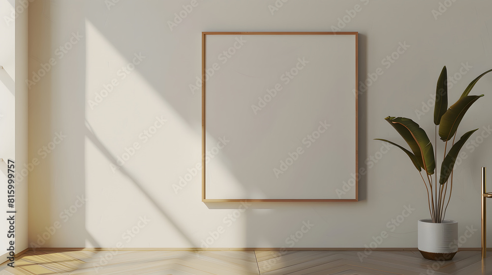 Aufkleber blank picture frame mockup on a wall square orientation artwork template in interior design : genera