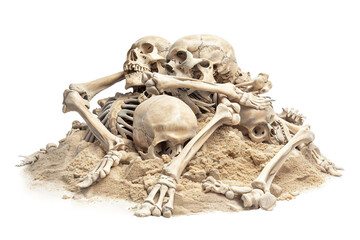 Bones Half-Buried in Sand on transparent background