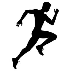 Male athlete running silhouette. Vector illustration