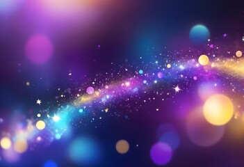 Fototapeta premium Radiant, out-of-focus abstract banner background with a shimmering array of circular bokeh elements in a vibrant rainbow of colors including violet, cobalt, saffron, and platinum