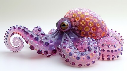 Fototapeta premium a purple octopus with a pink and purple tentacles