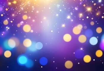 Fototapeta premium Radiant, out-of-focus abstract banner background with a shimmering array of circular bokeh elements in a vibrant rainbow of colors including violet, cobalt, saffron, and platinum
