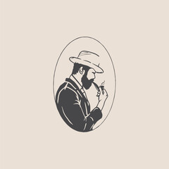 vintage hand drawing style vector illustration vintage man smoked