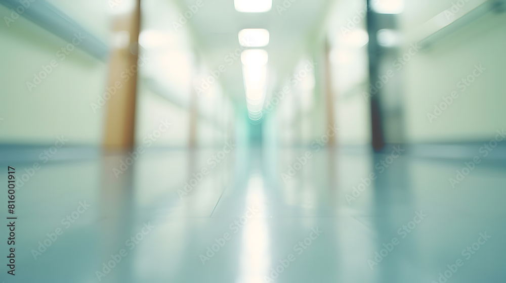 Poster blur image background of corridor in hospital or clinic image : generative ai
