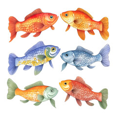 Naklejka premium set of goldfish isolated