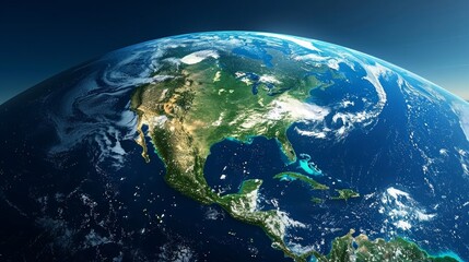 Fototapeta premium Illustration of a high-tech North American globe in a virtual setting created using artificial intelligence.