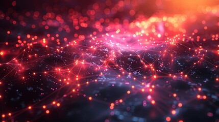 Modern tech web with glowing neon nodes.