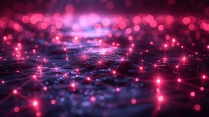 Obraz premium Glowing nodes in a futuristic digital network.