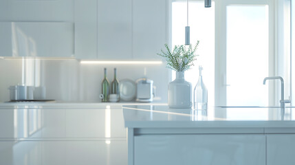 Modern white kitchen clean interior design : Generative AI