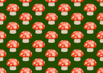 Pattern with mushrooms. Mushroom background. Mushroom season. Toadstools. Fungi