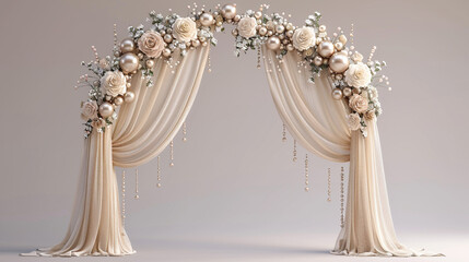 Elegant wedding arch with pearls.