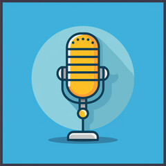 Minimalist microphone icon with a clean, flat design and a bold color contrast
