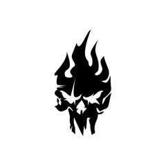 Black fire skull, suitable for icons, stickers, screen printing, logos, templates, etc.