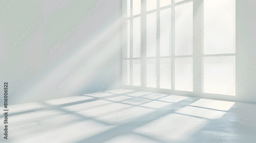Leinwandbilder Abstract white studio background for product presentation Empty room with shadows of window Display product with blurred backdrop : Generative AI