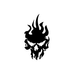 Black fire skull, suitable for icons, stickers, screen printing, logos, templates, etc.
