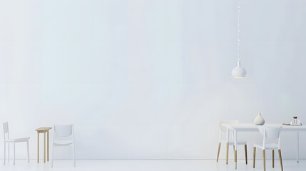 Dining room and kitchen copy space on white background front view : Generative AI