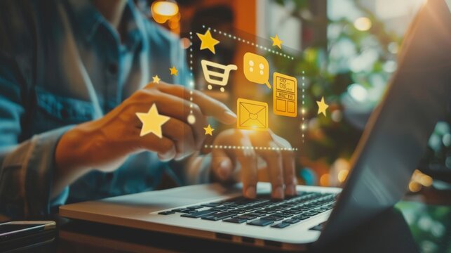 Customer Reviews Influence: A shopper reading product reviews and ratings to make an informed online purchase decision