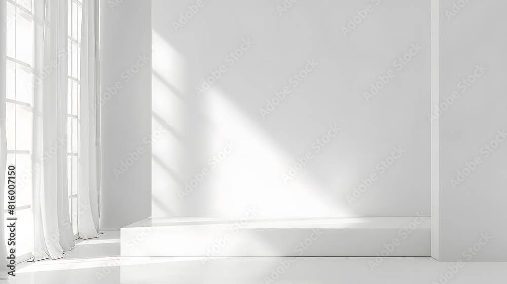 Poster minimal style interior room with white wall 3d rendering : generative ai