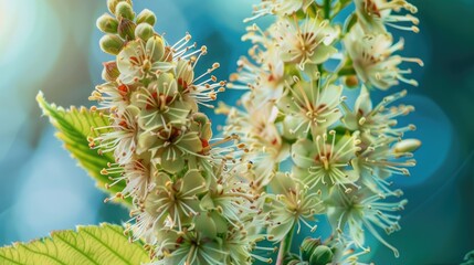 Detailed look at chestnut flowers on a tree during the spring season
