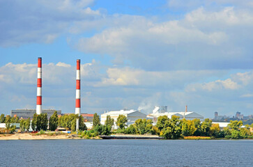 Chimney of thermal power plant (TES) № 5 in Kyiv, Ukraine