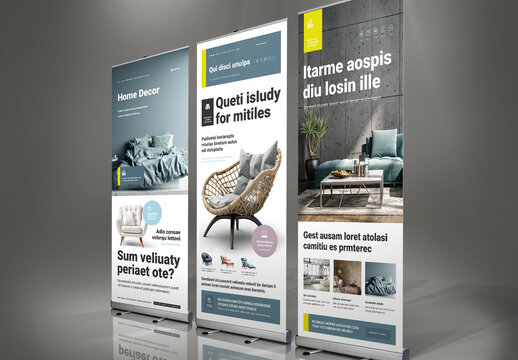 Design Studio Roll-up Banner 3 Templates with Lime Green Elements
