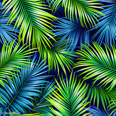 Obraz premium Exotic tropical palm leaves pattern. Nature background. 