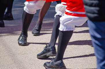 legs of some dancers of a traditional dance in Galicia, Santa Curz de Lamas. Xinzo de Limia.
