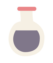 Test tube with black oil in flat design. Chemical research at refinery factory. Vector illustration isolated.
