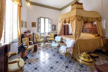 bedroom with glazed balcony, Casa Olivar, 1633, Ciutadella, Menorca, balearic islands, Spain
