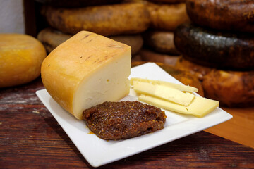 cheese and fig bread, Figat, Ca Na Fayas, Ciutadella, Menorca,  balearic islands, Spain