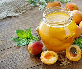organic apricot jam in a glass jar