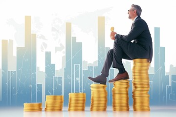 Financial growth man with coins