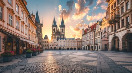 Naklejka premium The fairytale town hall on the main square, its grandeur enhanced by decorative details