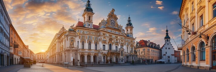 Fairytale town hall dominates the main square, its grandeur enhanced by rich carvings and decorative details