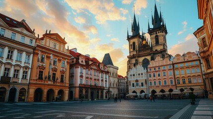 Obraz premium The fairytale town hall on the main square, its grandeur enhanced by decorative details